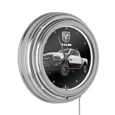 Ram Neon Wall Clock White With Pull