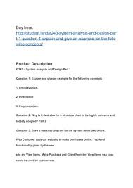 It243 System Analysis And Design Part 1 Question 1