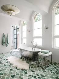 green floor bathroom with white walls