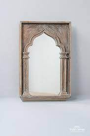 Distressed Wooden Framed Ogee Arch Mirror