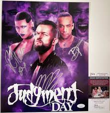 WWE Rhea Ripley, Finn Balor, & Priest Signed Judgment Day 11x14 Photo JSA  COA 