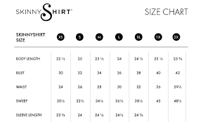 Shark Tank Products Skinny Shirt Size Chart Products Of