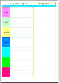 Free Menu Planning Template With Grocery List Monthly Meal Planner