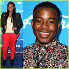 Burnell Taylor and Candice Glover are all smiles at the American Idol finalists party held at The Grove on Thursday night (March 7) in Los Angeles. - burnell-taylor-candice-glover-ai-final-party