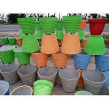 plastic and ceramic planting colored
