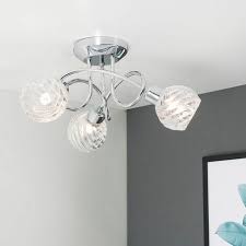 3 Way Flush Ceiling Light With Swirled