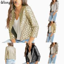 Full star full star full star full star empty star. Wenyujh 2019 Brand New Spring Stylish Lozenge Women Gold Sequins Jackets Three Quater Sleeve Fashion Coats Outwears Female Tops Buy At The Price Of 4 19 In Aliexpress Com Imall Com
