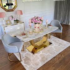 glamour dining room table gold steel