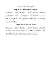 Namaz Niyat Fajr Namaz Niyat Niyat For 2 Rakats Sunnat