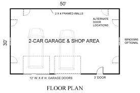 Over Sized 2 Car Garage Plan With