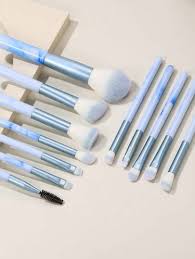 12pcs sunny sky blue makeup brush set