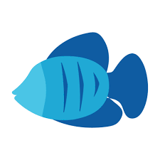 flat blue fish cartoon animated icon