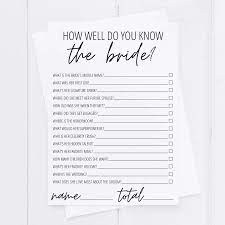 This game is a test to the bride on how well she knows her groom! How Well Do You Know The Bride Free Printable Modern Moh