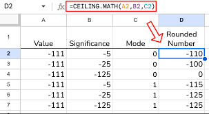 ceiling math function google sheets