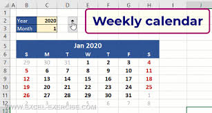 weekly calendar with just one formula