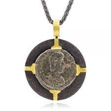 two tone ancient roman coin pendant