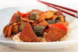 chinese barbecued tofu and vegetables