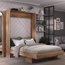 Brown Wood Frame Full Murphy Bed