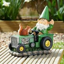 on tractor garden gnome ornament