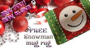 oml embroidery live snowman mug rug