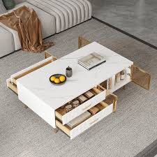 Cofab Modern White Coffee Table With 2