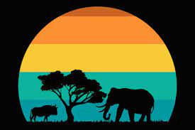 1200 x 800 jpeg 156 кб. African Sunset Landscape Retro Clipart Grafik Von Sunandmoon Creative Fabrica