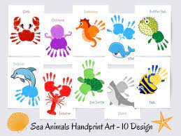 Handprint sea creatures