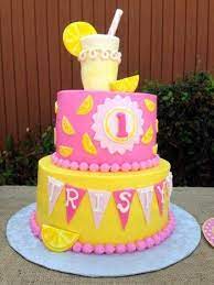 Pink Lemonade Theme Cake gambar png