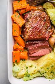 Simmer, covered, until the meat is tender as you like and the cabbage is still bright in color with a little texture and crunch left and the potatoes are. Slow Cooker Glazed Corned Beef Cabbage Platings Pairings