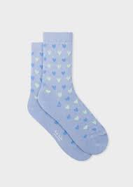 Womens Light Blue Heart Motif Socks