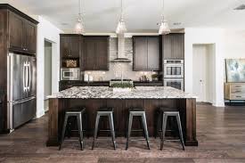 75 kitchen with brown cabinets and gray