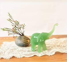 Vintage Jade Green Glass Elephant