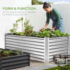 Best Choice S 6x3x2ft Outdoor Metal Raised Garden Bed Planter Box For Vegetables Flowers Herbs Silver