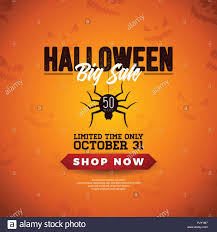 Halloween Sale Vector Illustration With Spider And Lettering