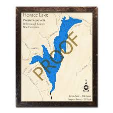 Horace Lake Weare Reservoir Nh 3d Wood Topo Map