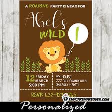 Safari Lion Birthday Party Invitation Personalized Cupcakemakeover