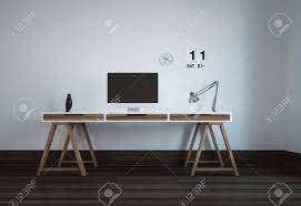 I bought to study at and later use as a vanity. Neat Workstation In A Minimalist Modern Office With A Desktop Stock Photo Picture And Royalty Free Image Image 98025244
