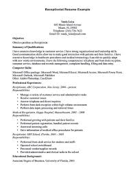 10 Examples Of Resumes For Receptionist Cover Letter