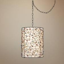 Pearly Colored Stone Bronze Finish Plug In Swag Pendant 47959 Lamps Plus Swag Lamp Bronze Finish Swag Light