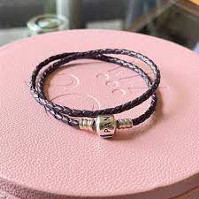 pandora double purple leather bracelet