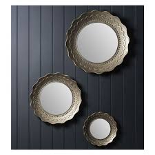 Three Champagne Gold Round Wall Mirrors