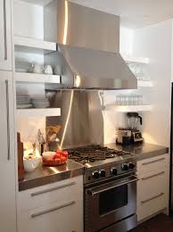 stainless steel backsplash behind stove