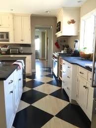 black and white painted checd floor