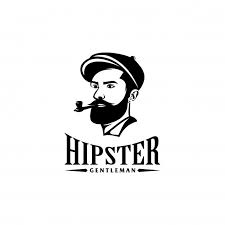 Awesome Bearded Man Logo With Pipe Tobacco Template Vector