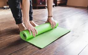 green yoga mat or exercise mat