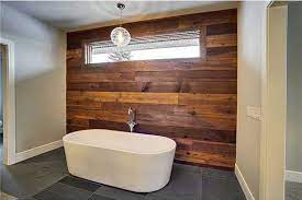 wood wall bathroom