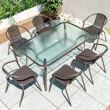 3 7pc Rectangular 120cm Glass Table And
