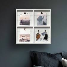 Photo Frame Key Holder White Wooden