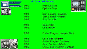 cnc turning m codes list for beginners