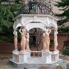 Garden Marble Gazebo With Carving Stone